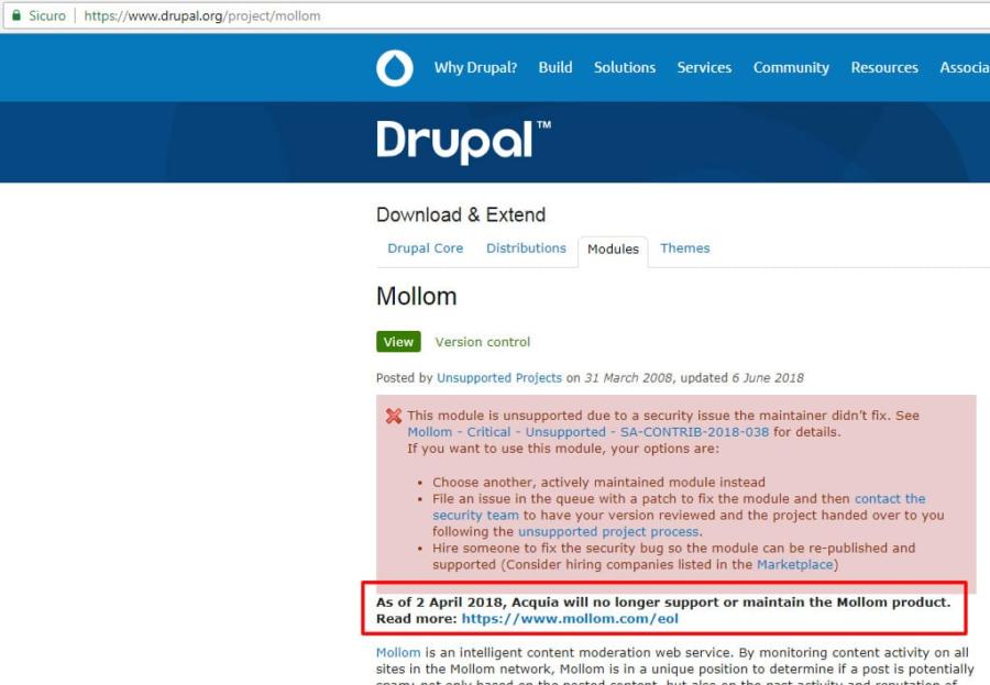 Il modulo Mollom per Drupal